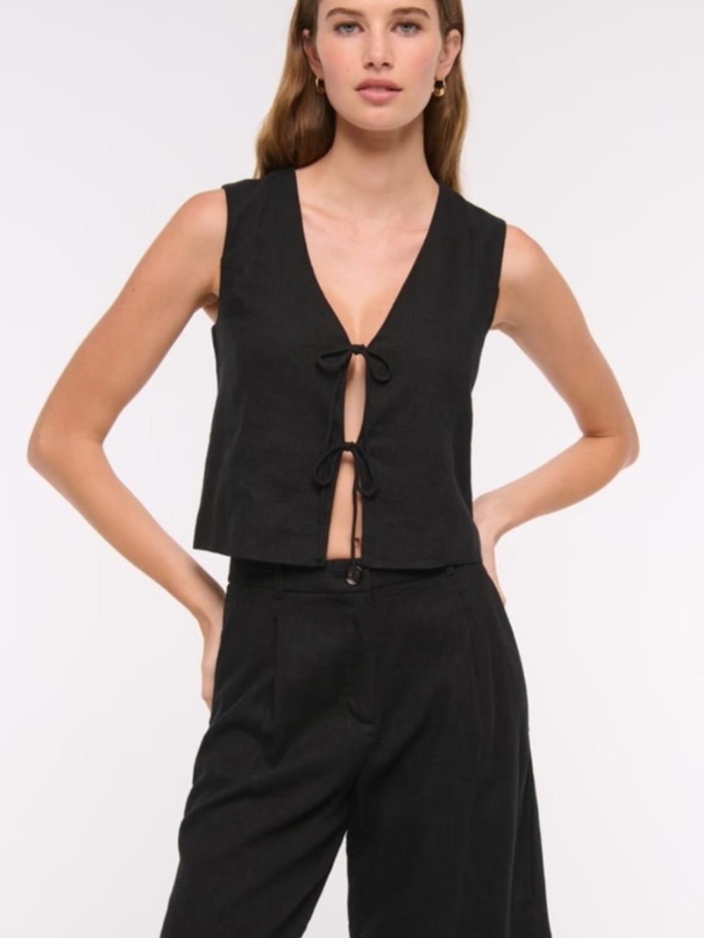 Abercrombie & Fitch Black Tie-Front Vest